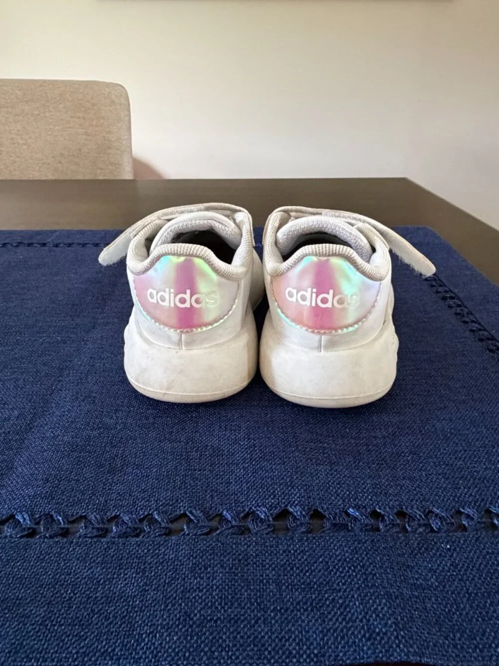 Adidas Toddler Sneakers | Size 7 | White Iridescent Pink Stripe Shoes